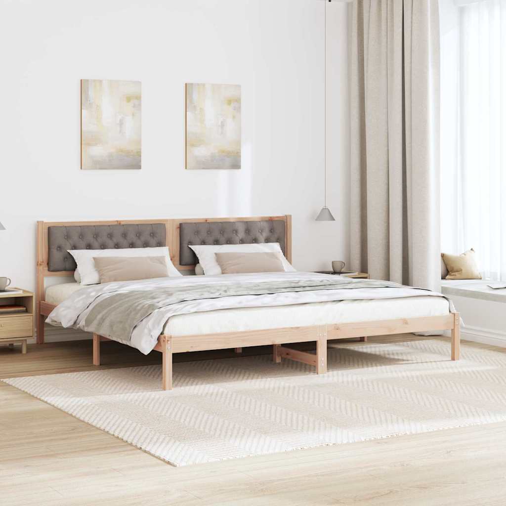 Cadre de lit avec tête de lit Taupe 200 x 200 cm Pin massif - XIOS