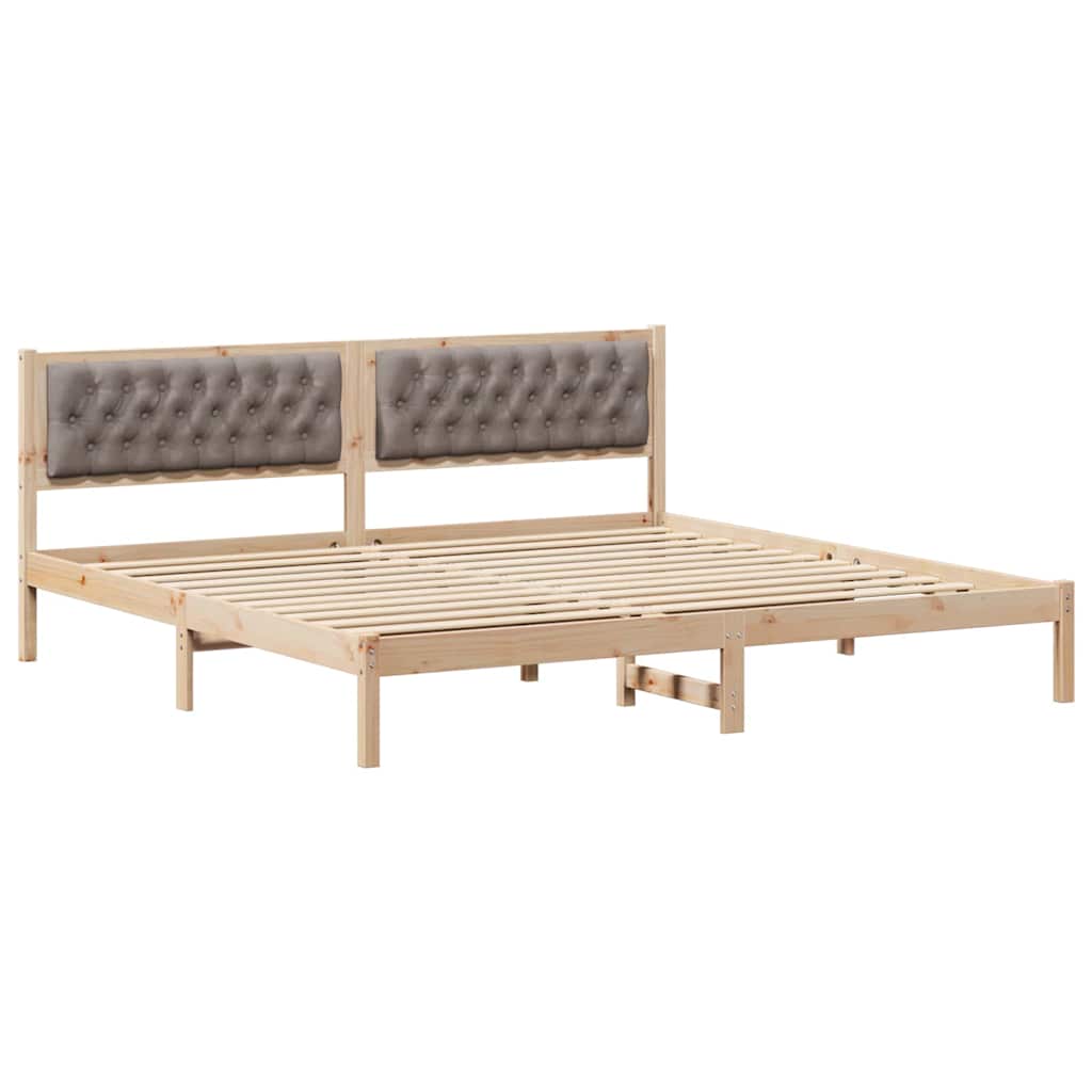 Cadre de lit avec tête de lit Taupe 200 x 200 cm Pin massif - XIOS