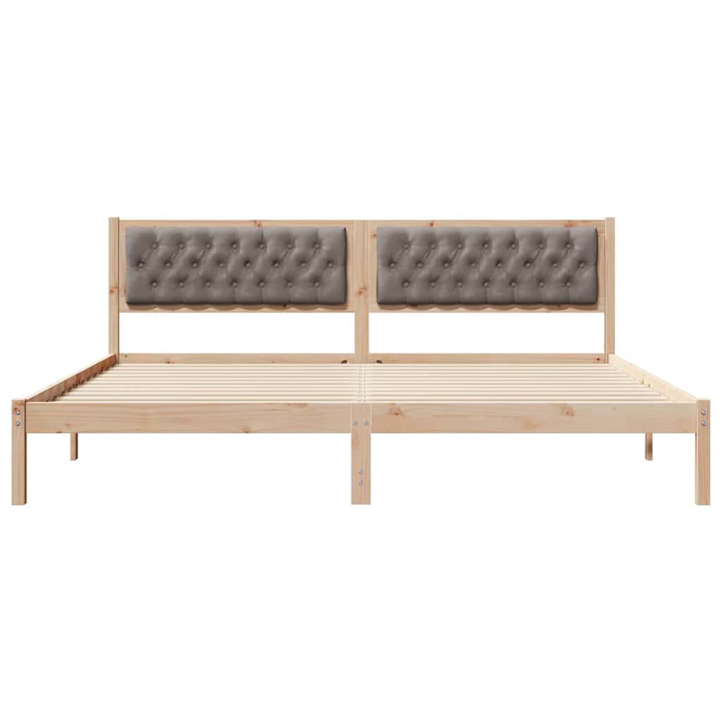 Cadre de lit avec tête de lit Taupe 200 x 200 cm Pin massif - XIOS