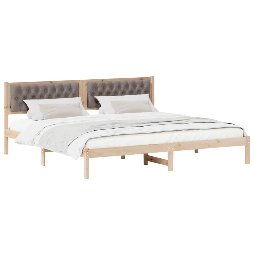 Cadre de lit avec tête de lit Taupe 200 x 200 cm Pin massif - XIOS