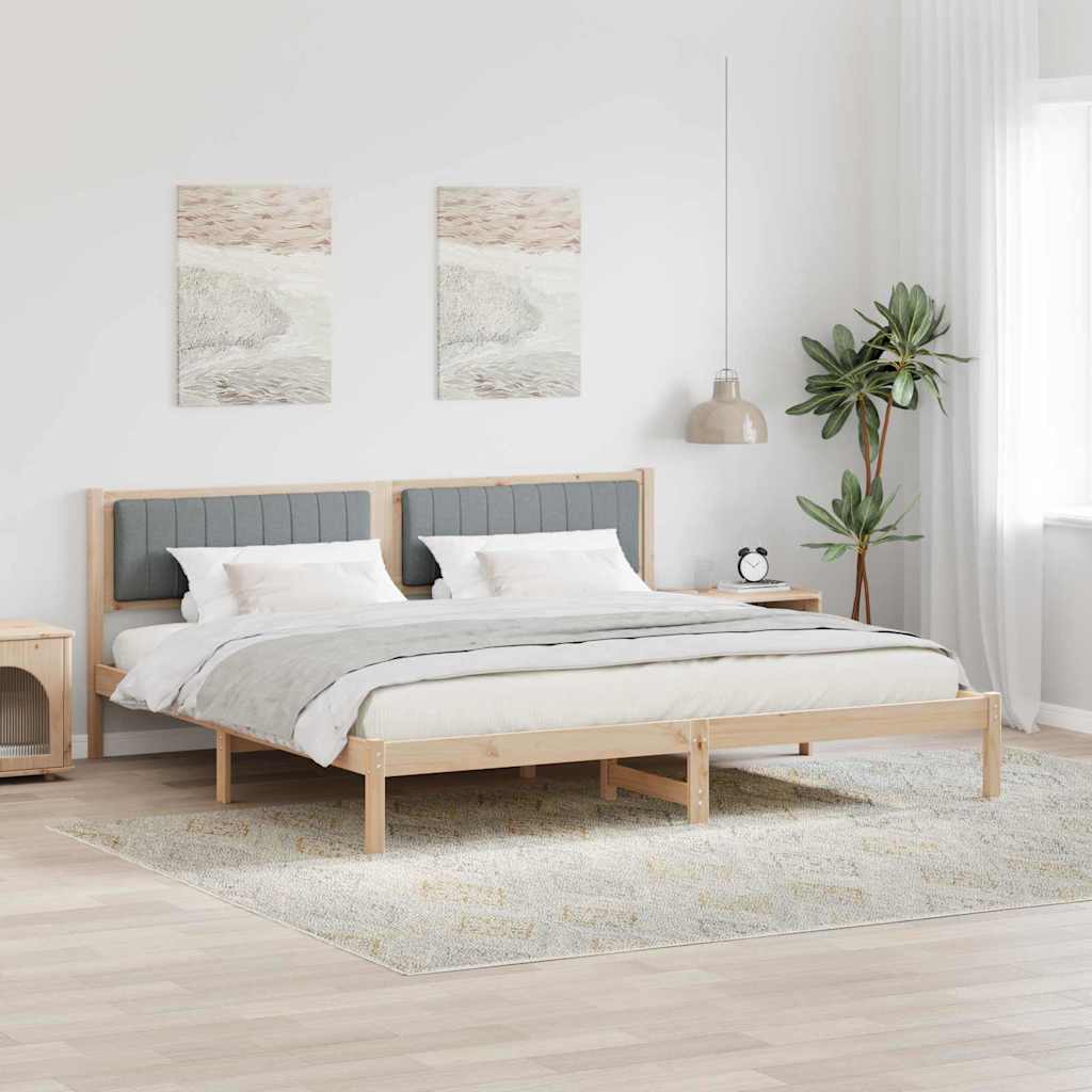 Cadre de lit Gris clair 200 x 200 cm Pin massif - XIOS