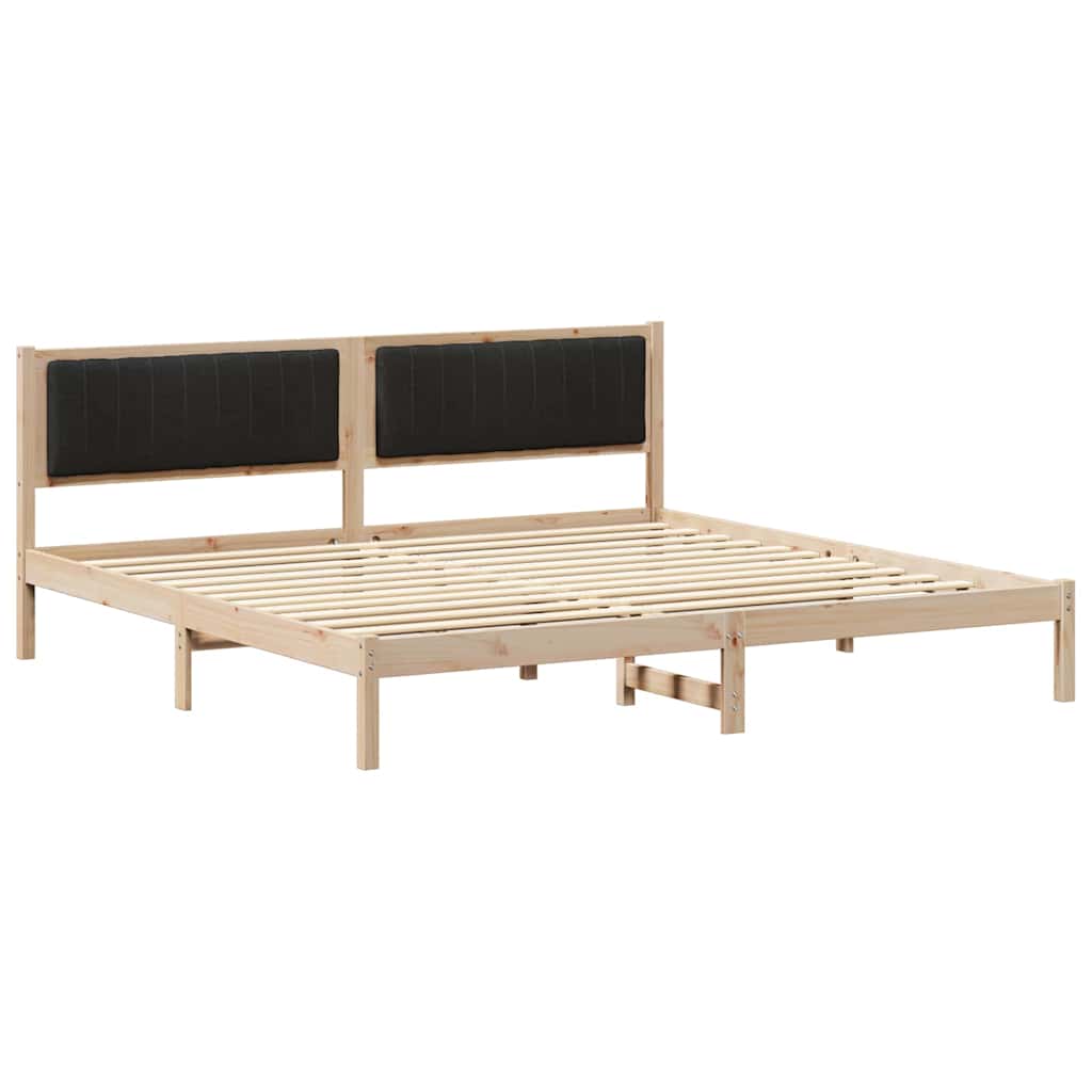 Cadre de lit avec tête de lit Noir 200 x 200 cm Pin massif - XIOS
