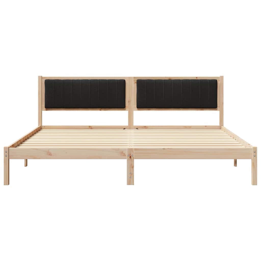 Cadre de lit avec tête de lit Noir 200 x 200 cm Pin massif - XIOS