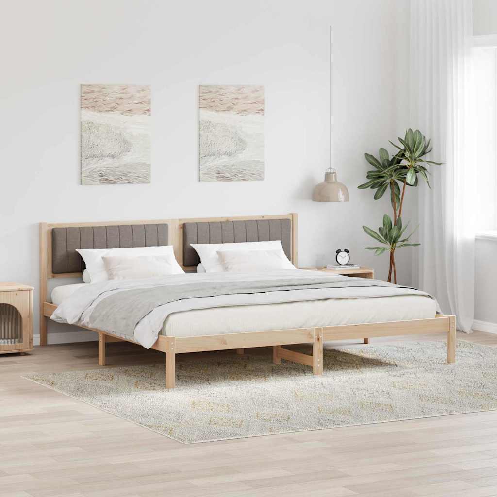Cadre de lit avec tête de lit Taupe 200 x 200 cm Pin massif - XIOS