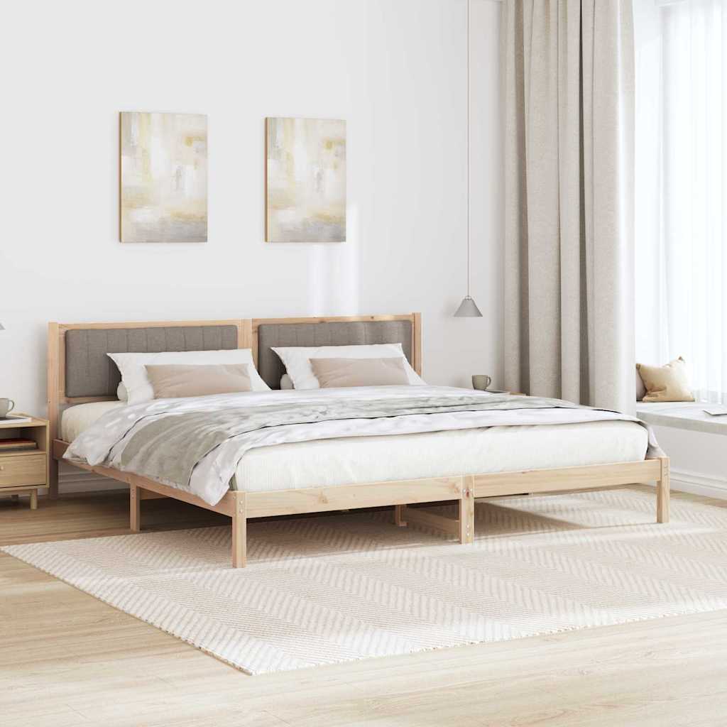Cadre de lit avec tête de lit Taupe 200 x 200 cm Pin massif - XIOS