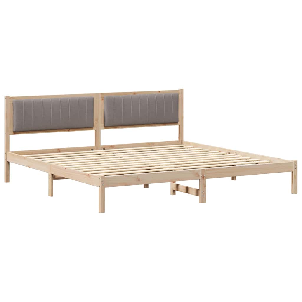 Cadre de lit avec tête de lit Taupe 200 x 200 cm Pin massif - XIOS