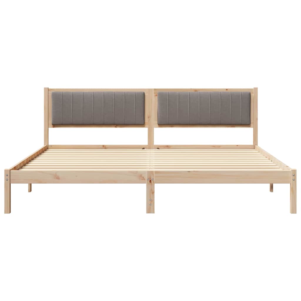 Cadre de lit avec tête de lit Taupe 200 x 200 cm Pin massif - XIOS