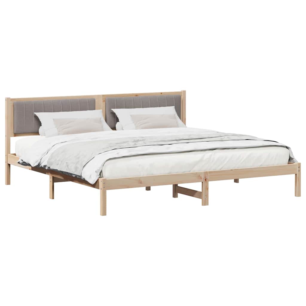 Cadre de lit avec tête de lit Taupe 200 x 200 cm Pin massif - XIOS