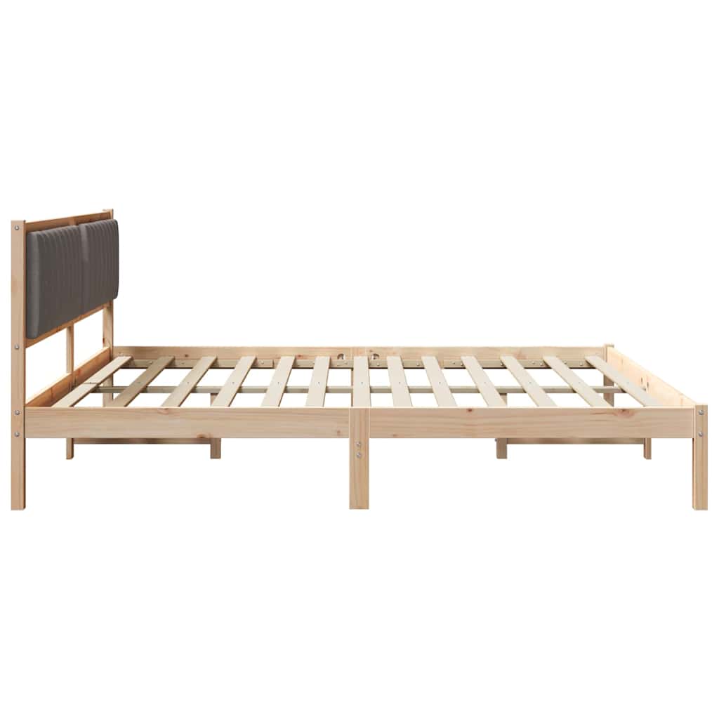Cadre de lit avec tête de lit Taupe 200 x 200 cm Pin massif - XIOS