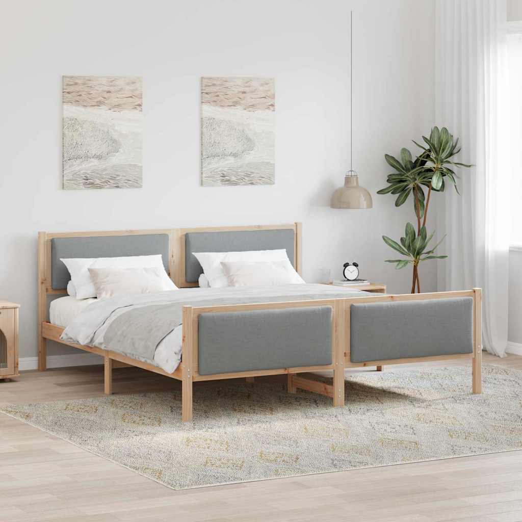 Cadre de lit avec tête de lit Gris clair 200 x 200 cm tissu - XIOS