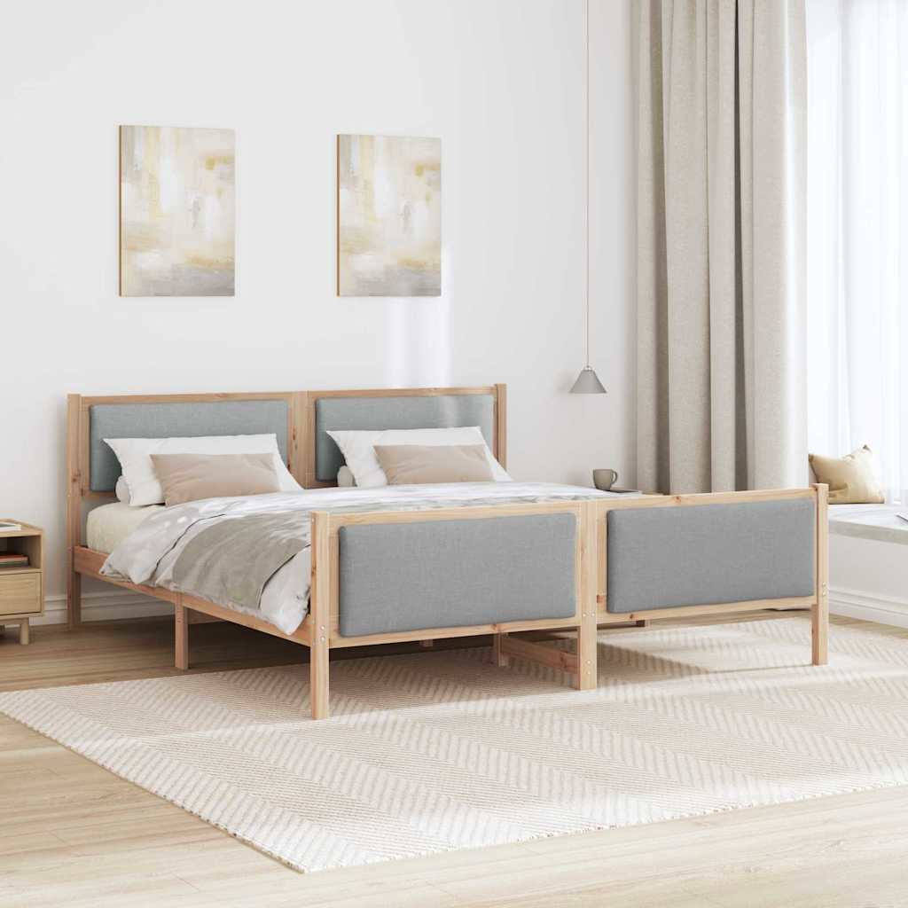 Cadre de lit avec tête de lit Gris clair 200 x 200 cm tissu - XIOS