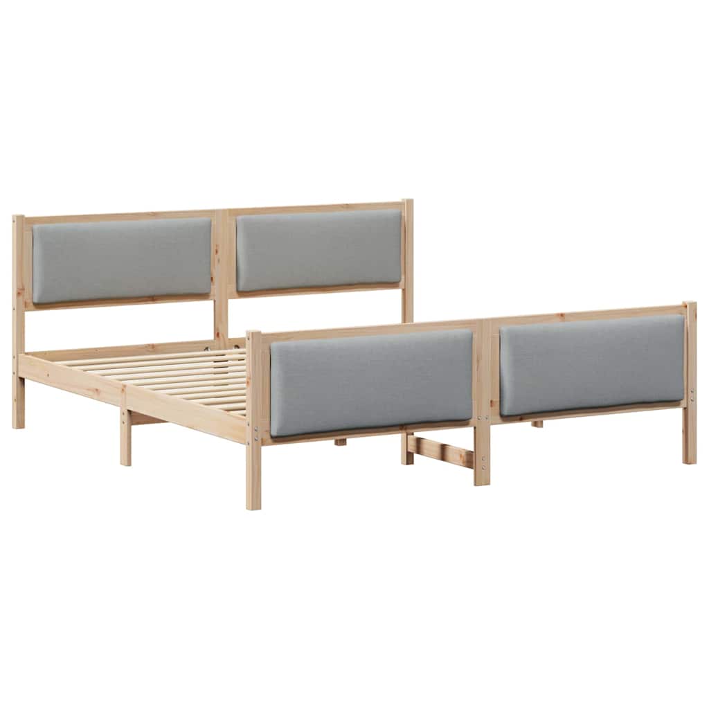 Cadre de lit avec tête de lit Gris clair 200 x 200 cm tissu - XIOS