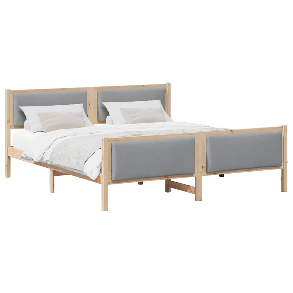 Cadre de lit avec tête de lit Gris clair 200 x 200 cm tissu - XIOS