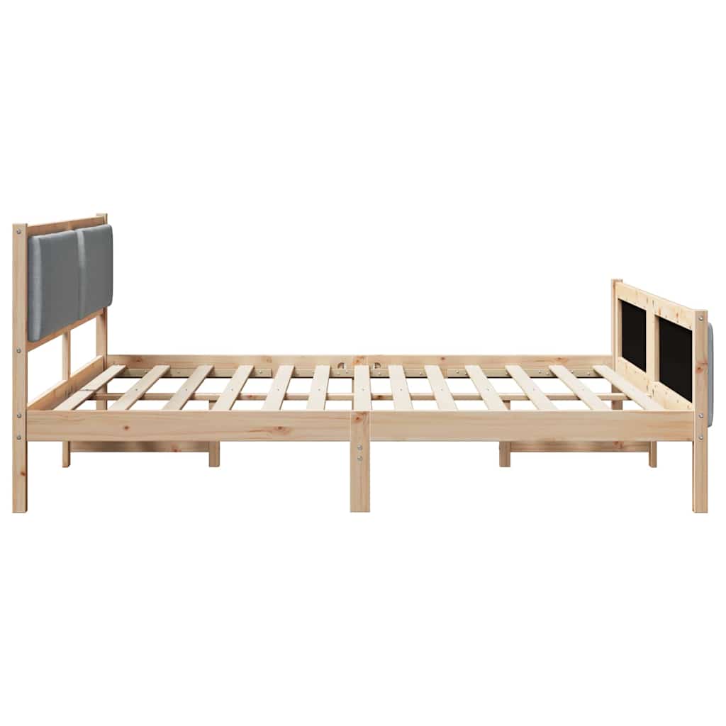 Cadre de lit avec tête de lit Gris clair 200 x 200 cm tissu - XIOS