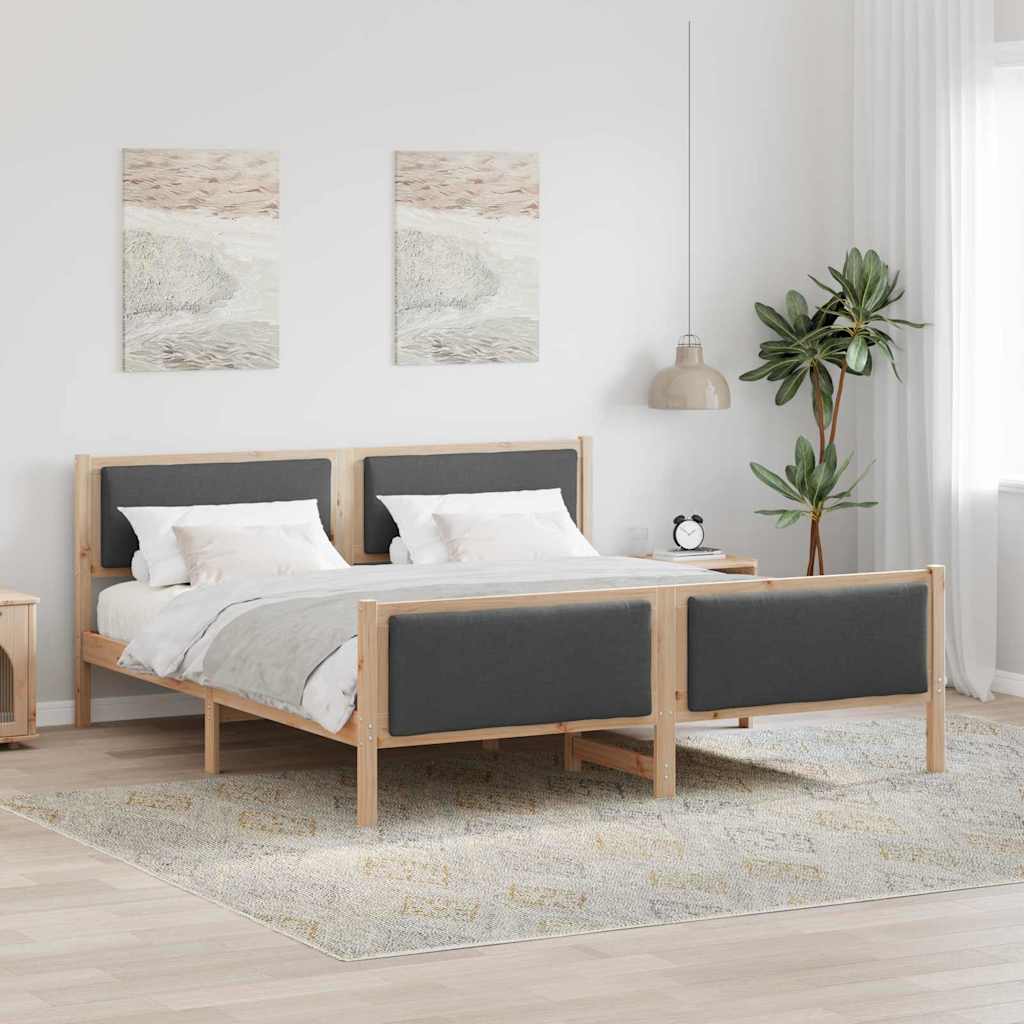 Cadre de lit avec tête de lit Gris foncé 200 x 200 cm tissu - XIOS