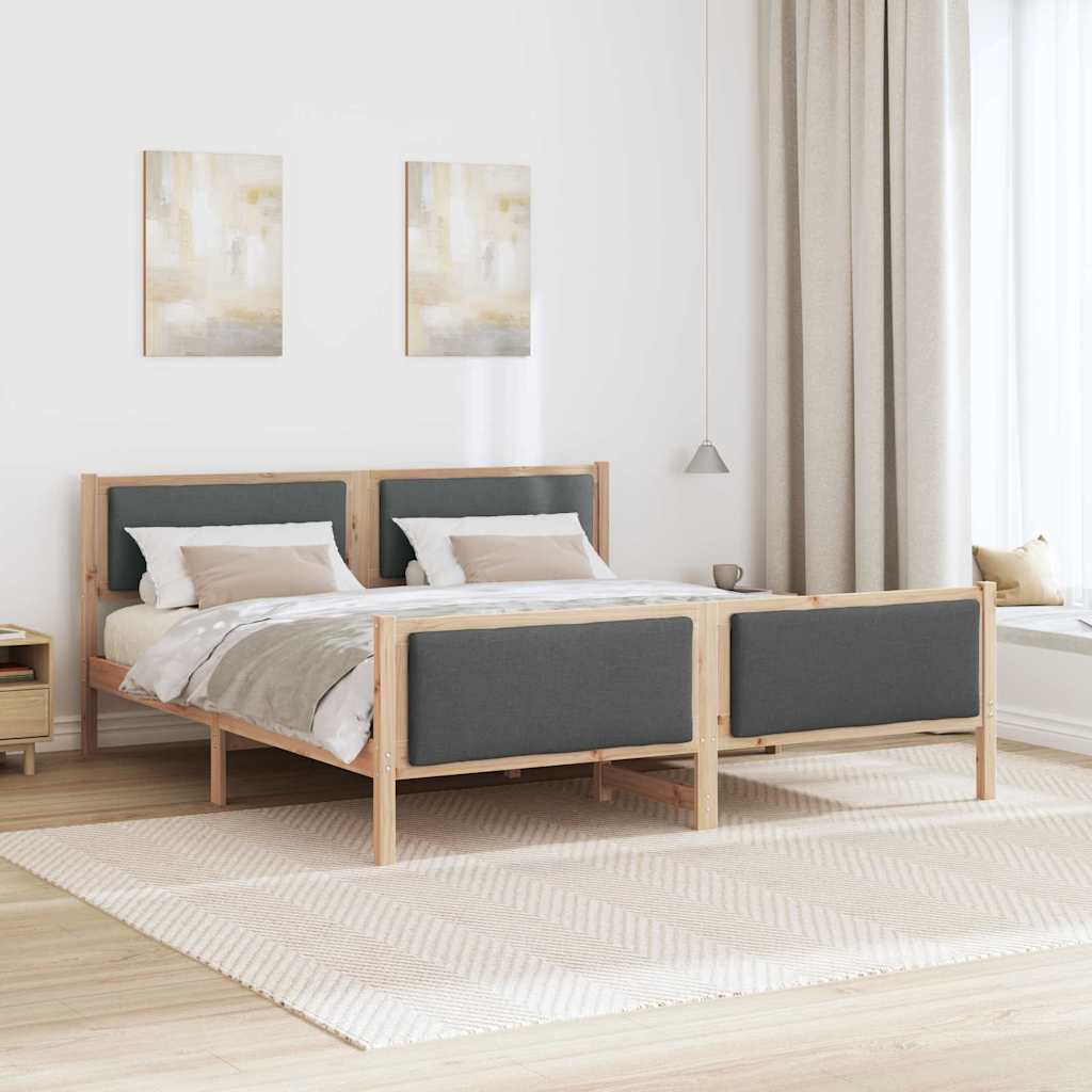 Cadre de lit avec tête de lit Gris foncé 200 x 200 cm tissu - XIOS