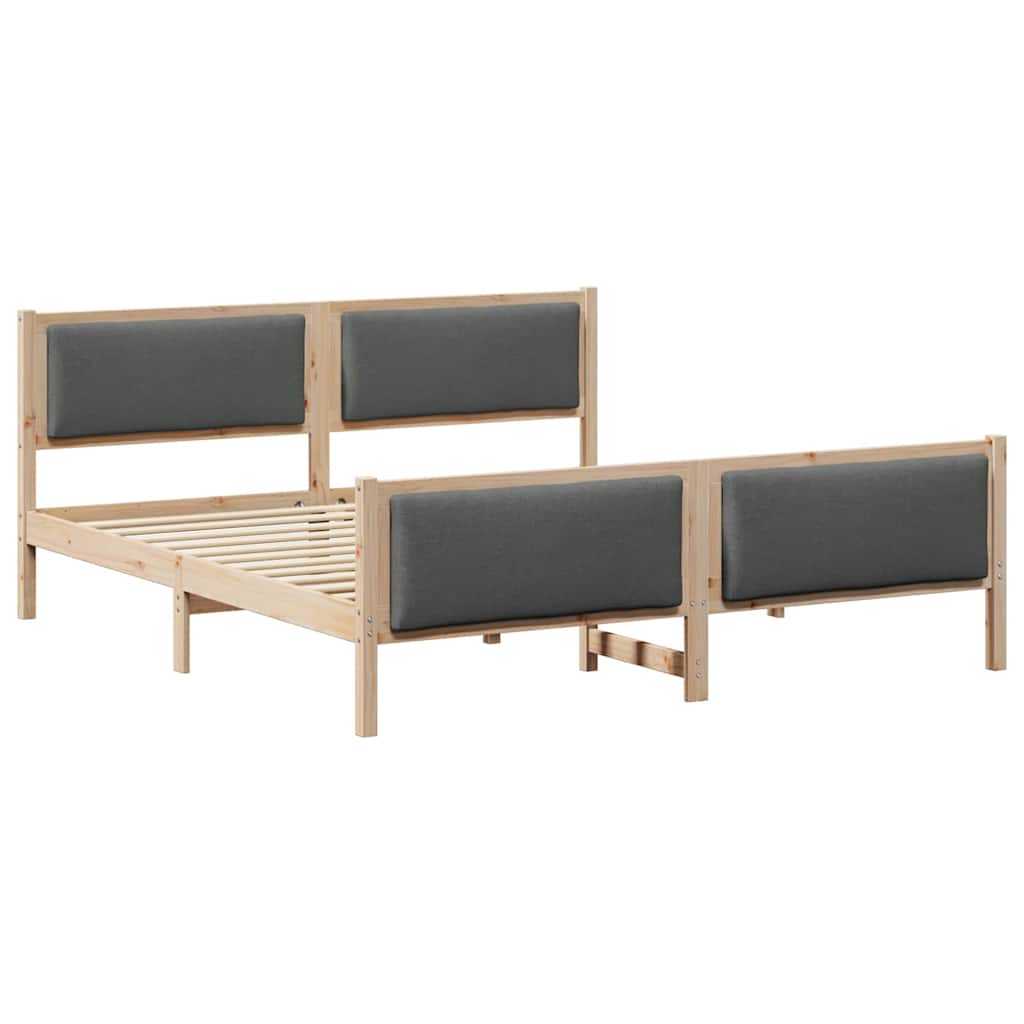 Cadre de lit avec tête de lit Gris foncé 200 x 200 cm tissu - XIOS