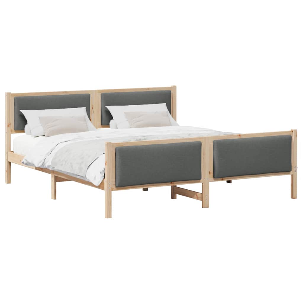 Cadre de lit avec tête de lit Gris foncé 200 x 200 cm tissu - XIOS