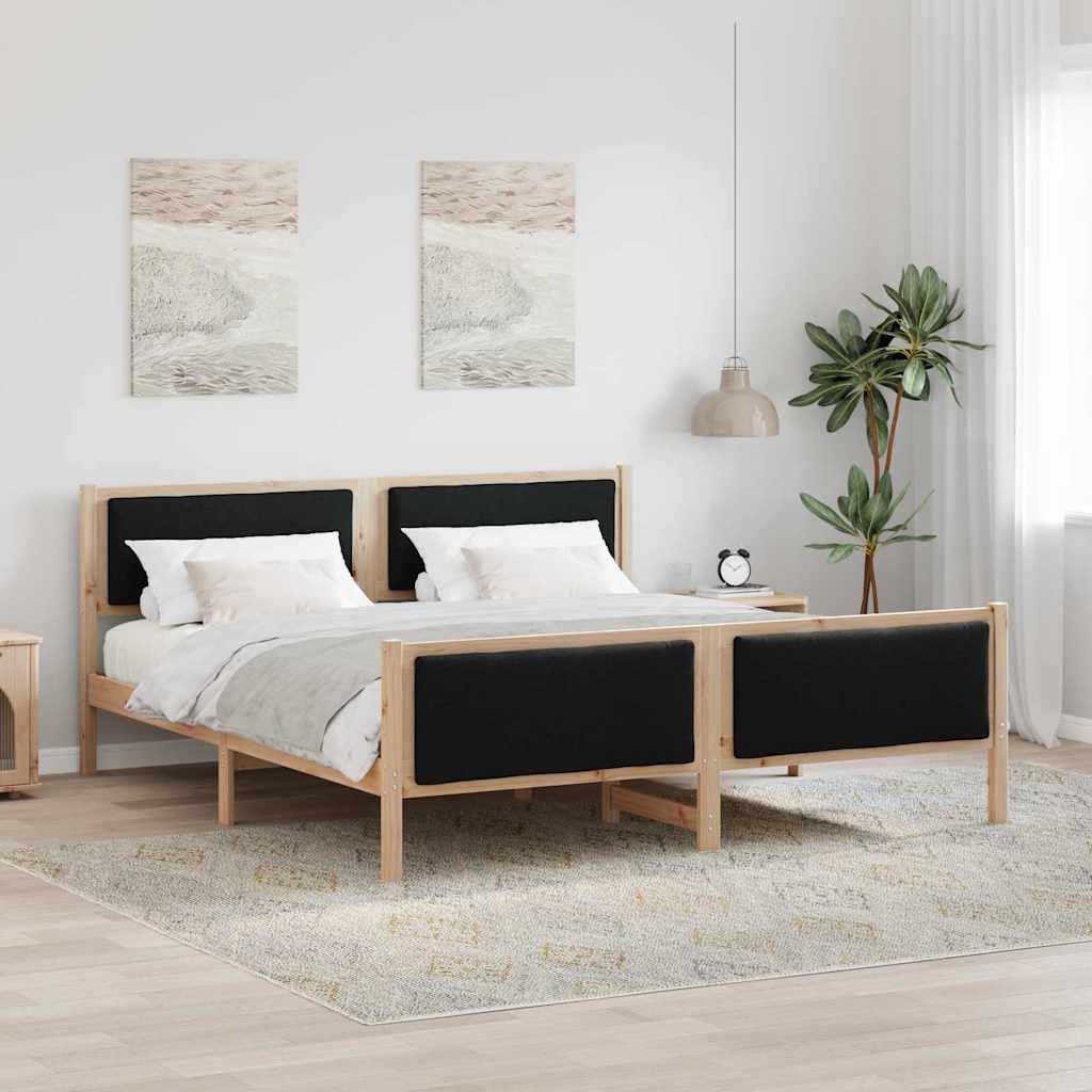 Cadre de lit avec tête de lit Noir 200 x 200 cm tissu - XIOS
