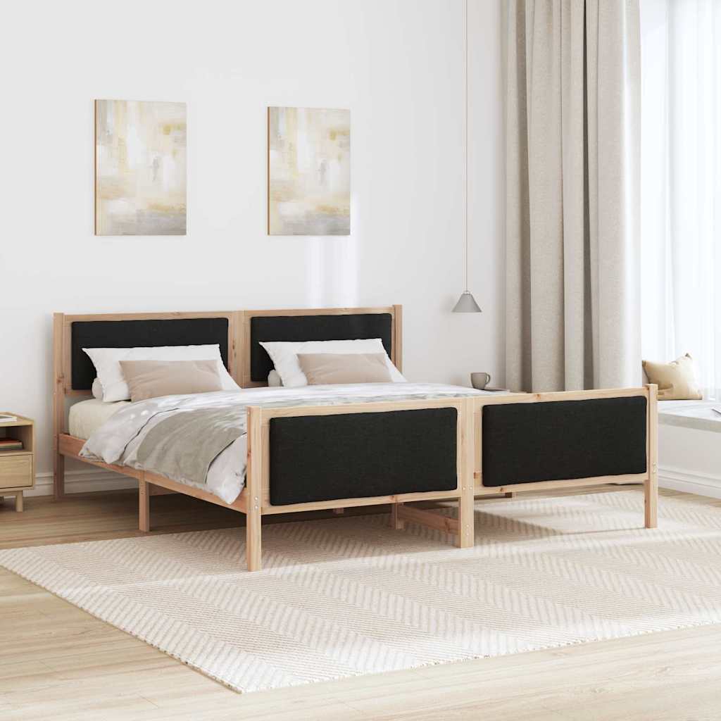 Cadre de lit avec tête de lit Noir 200 x 200 cm tissu - XIOS