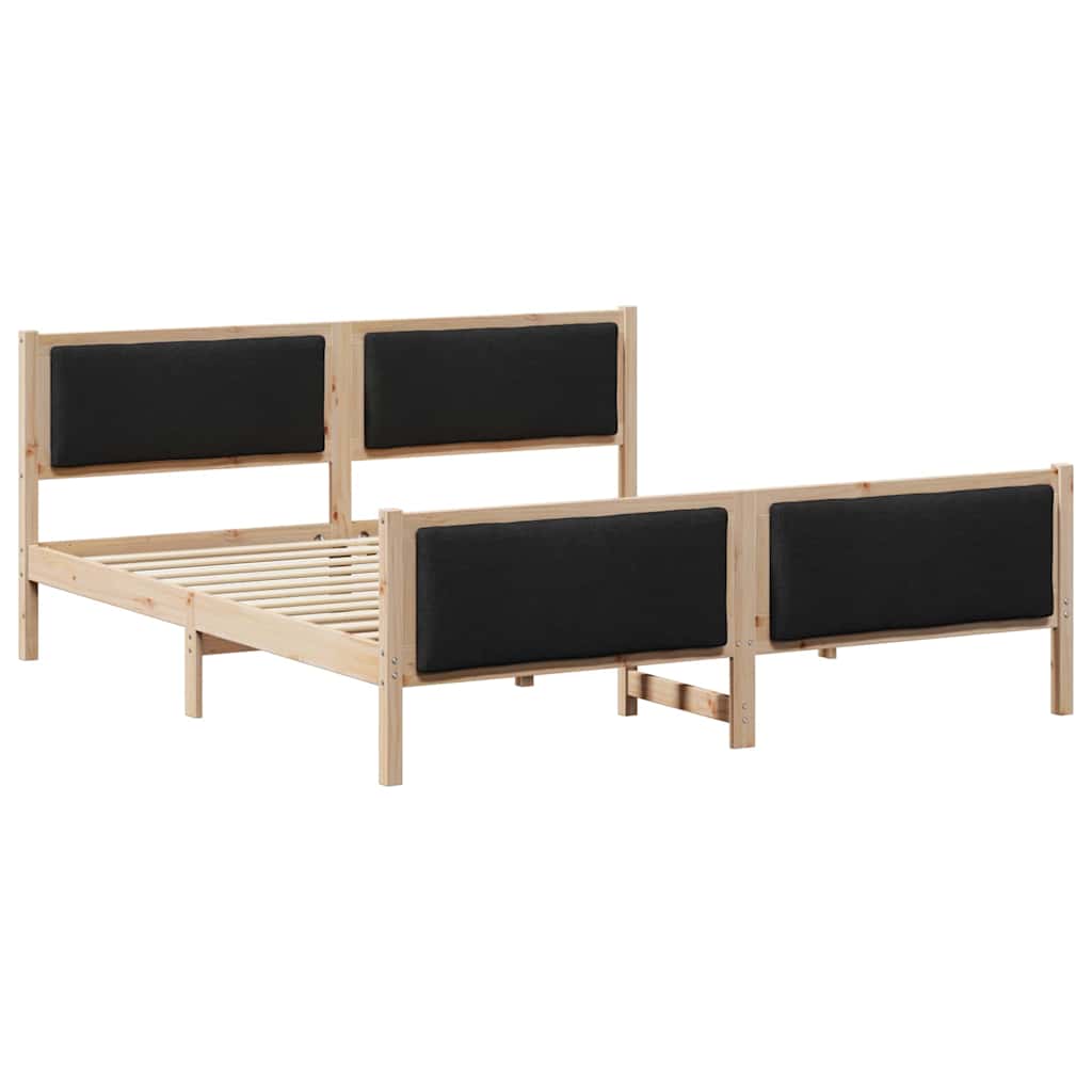 Cadre de lit avec tête de lit Noir 200 x 200 cm tissu - XIOS