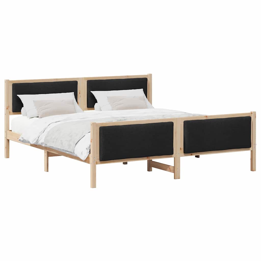 Cadre de lit avec tête de lit Noir 200 x 200 cm tissu - XIOS