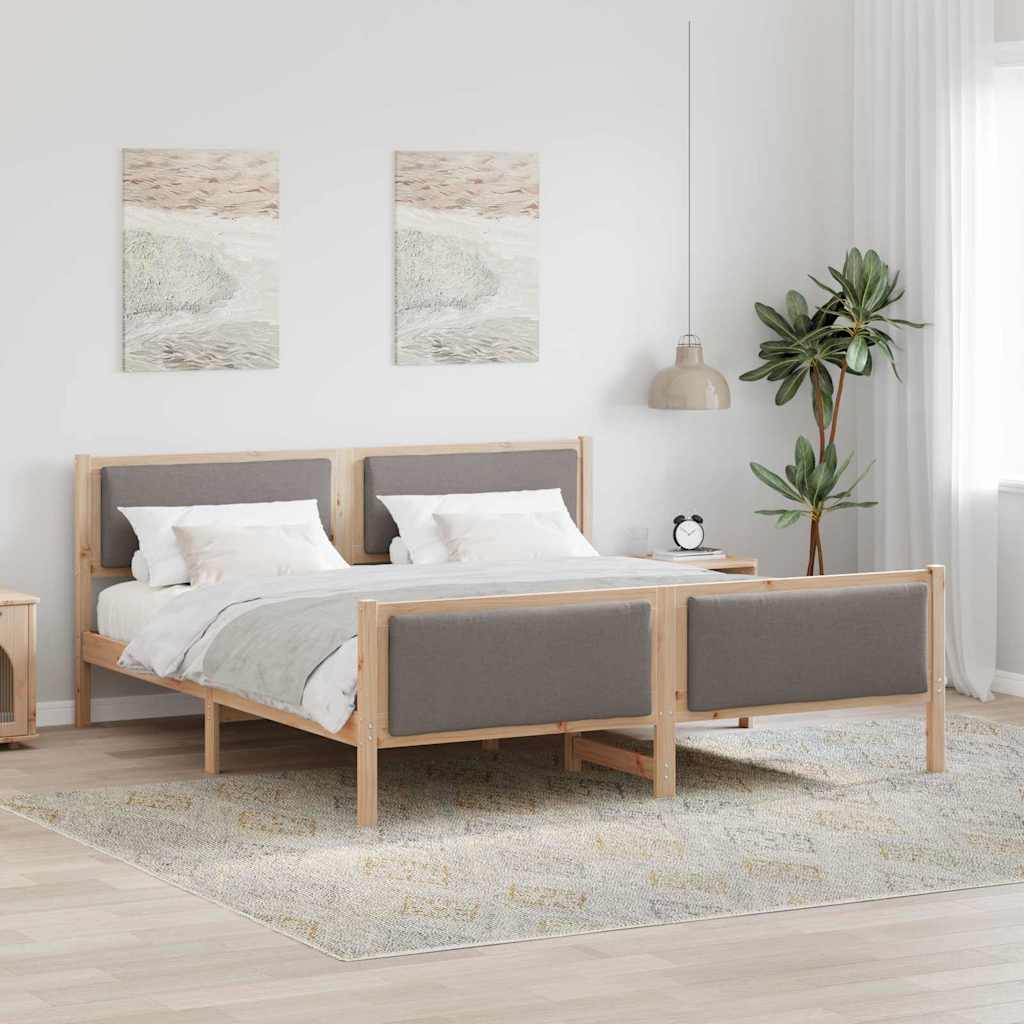 Cadre de lit avec tête de lit Taupe 200 x 200 cm tissu - XIOS