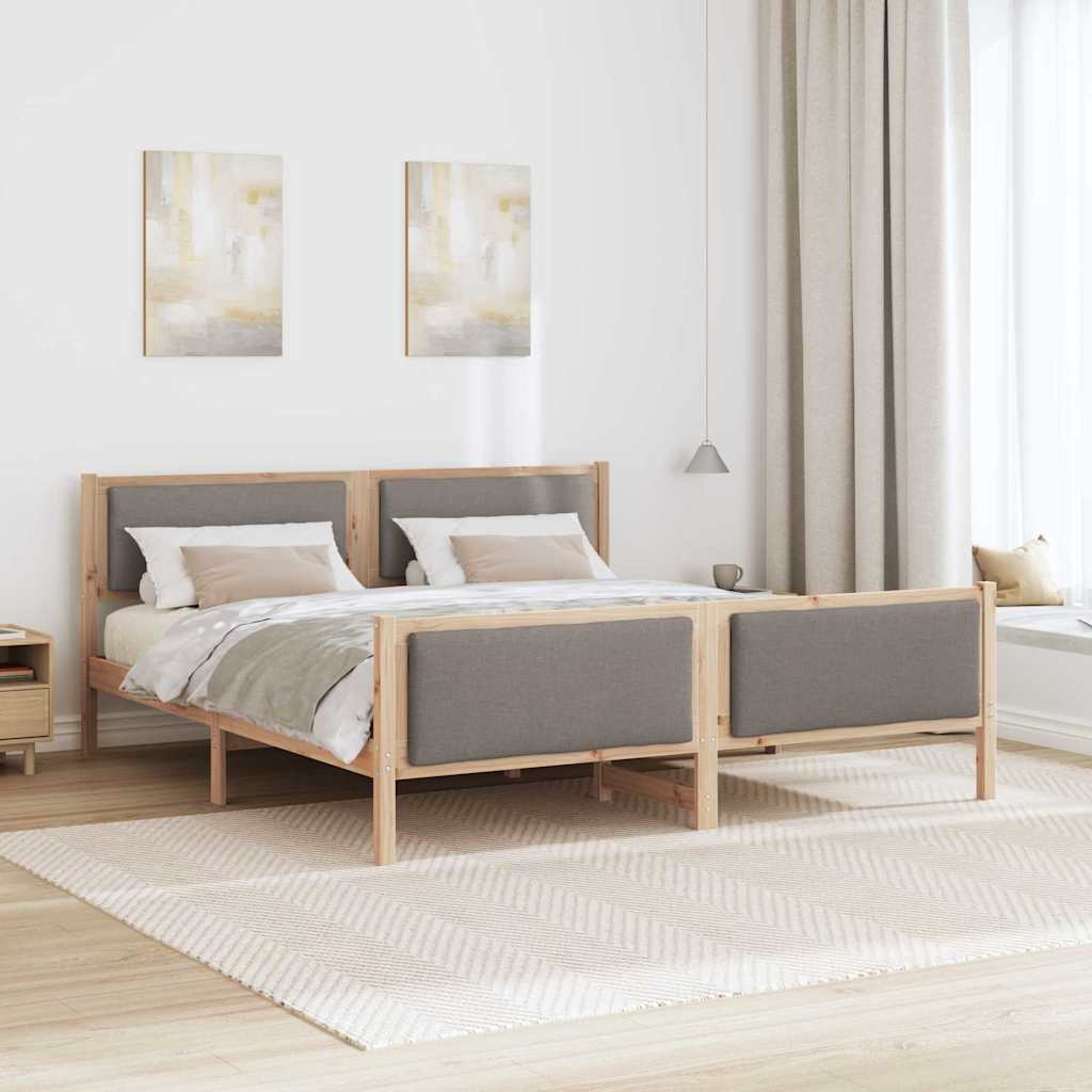 Cadre de lit avec tête de lit Taupe 200 x 200 cm tissu - XIOS