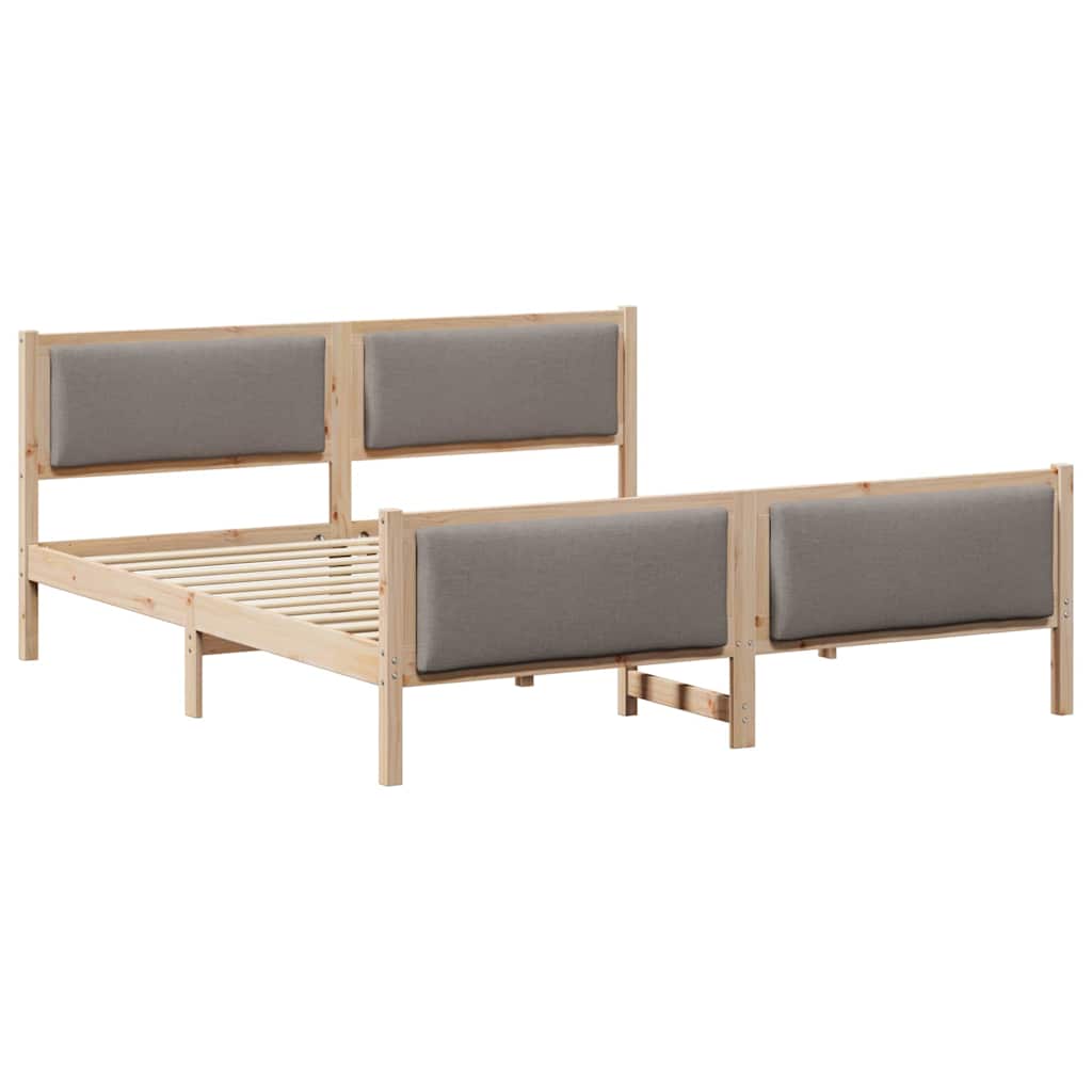 Cadre de lit avec tête de lit Taupe 200 x 200 cm tissu - XIOS