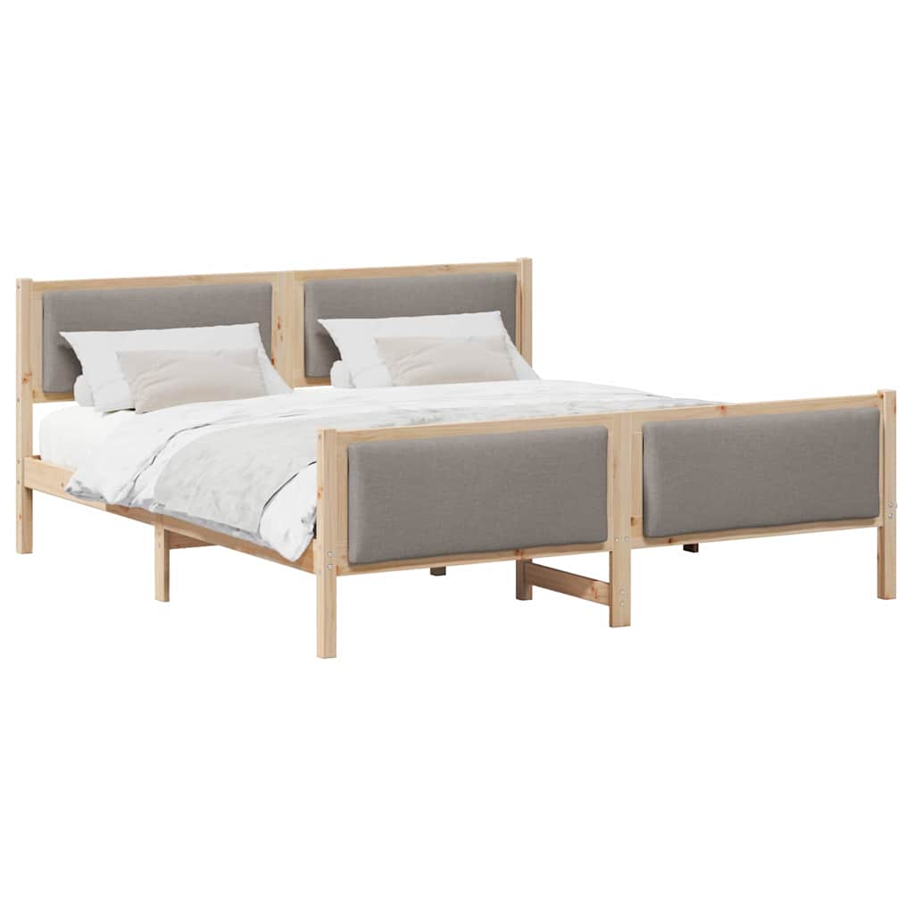 Cadre de lit avec tête de lit Taupe 200 x 200 cm tissu - XIOS