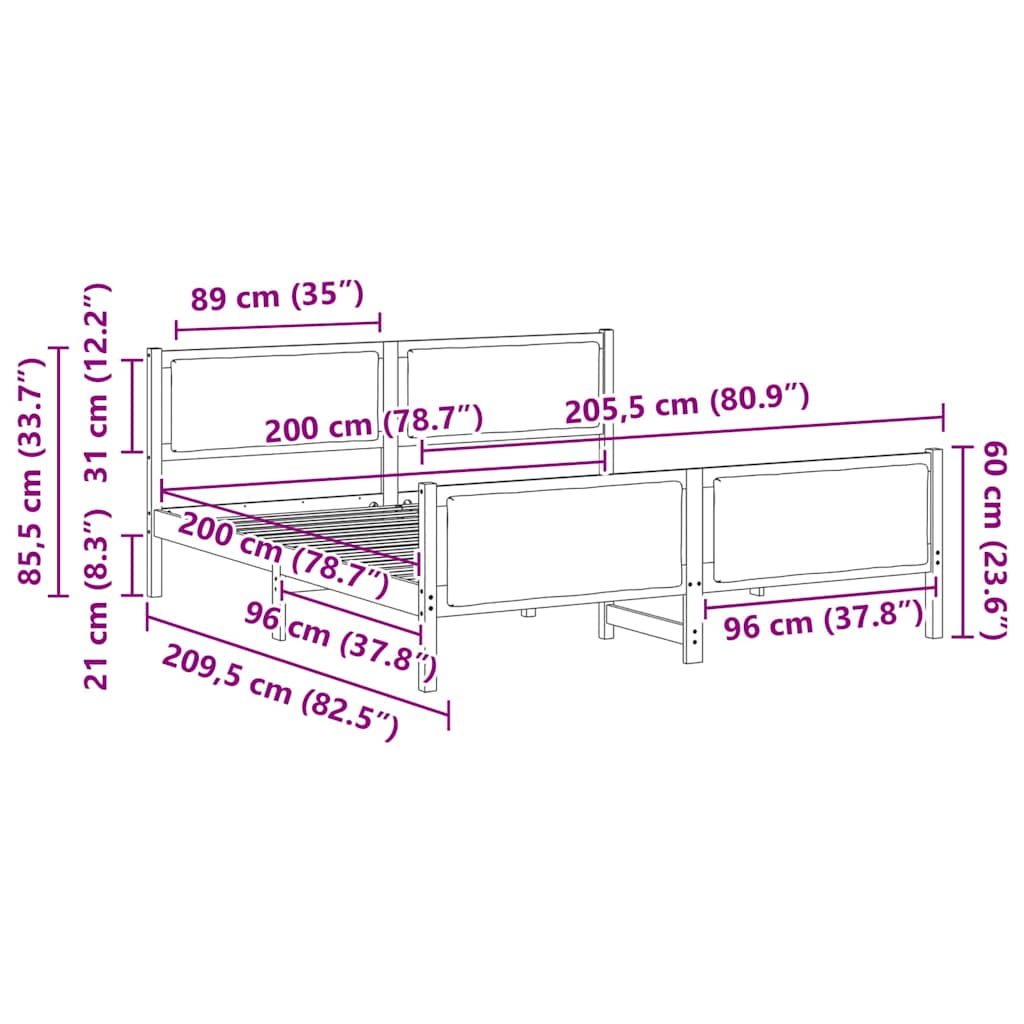 Cadre de lit avec tête de lit Taupe 200 x 200 cm tissu - XIOS