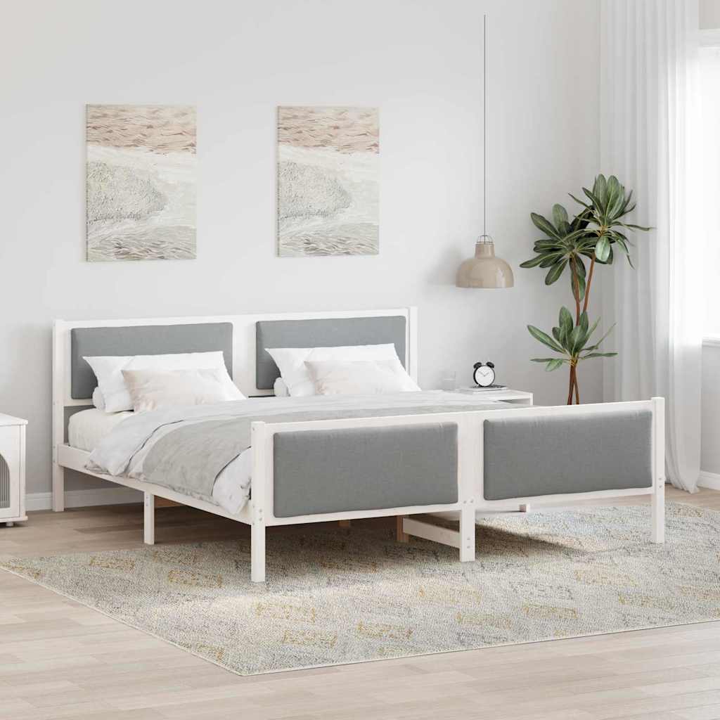 Cadre de lit avec tête de lit Gris clair 200 x 200 cm tissu - XIOS