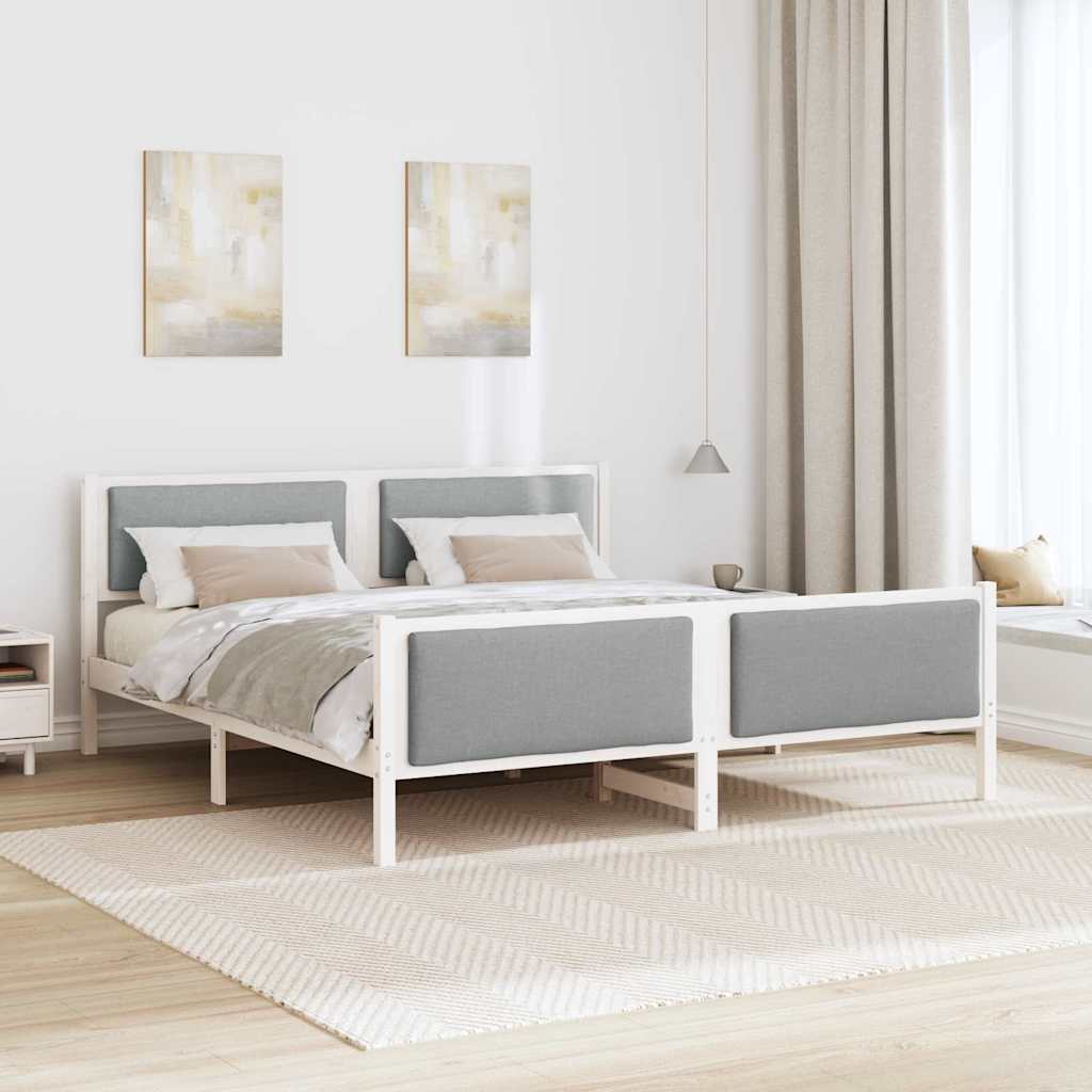 Cadre de lit avec tête de lit Gris clair 200 x 200 cm tissu - XIOS