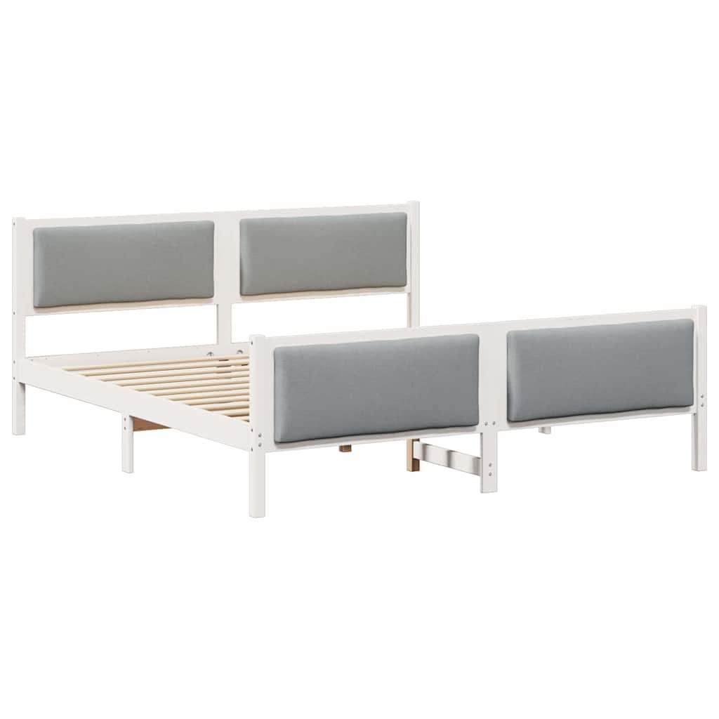 Cadre de lit avec tête de lit Gris clair 200 x 200 cm tissu - XIOS