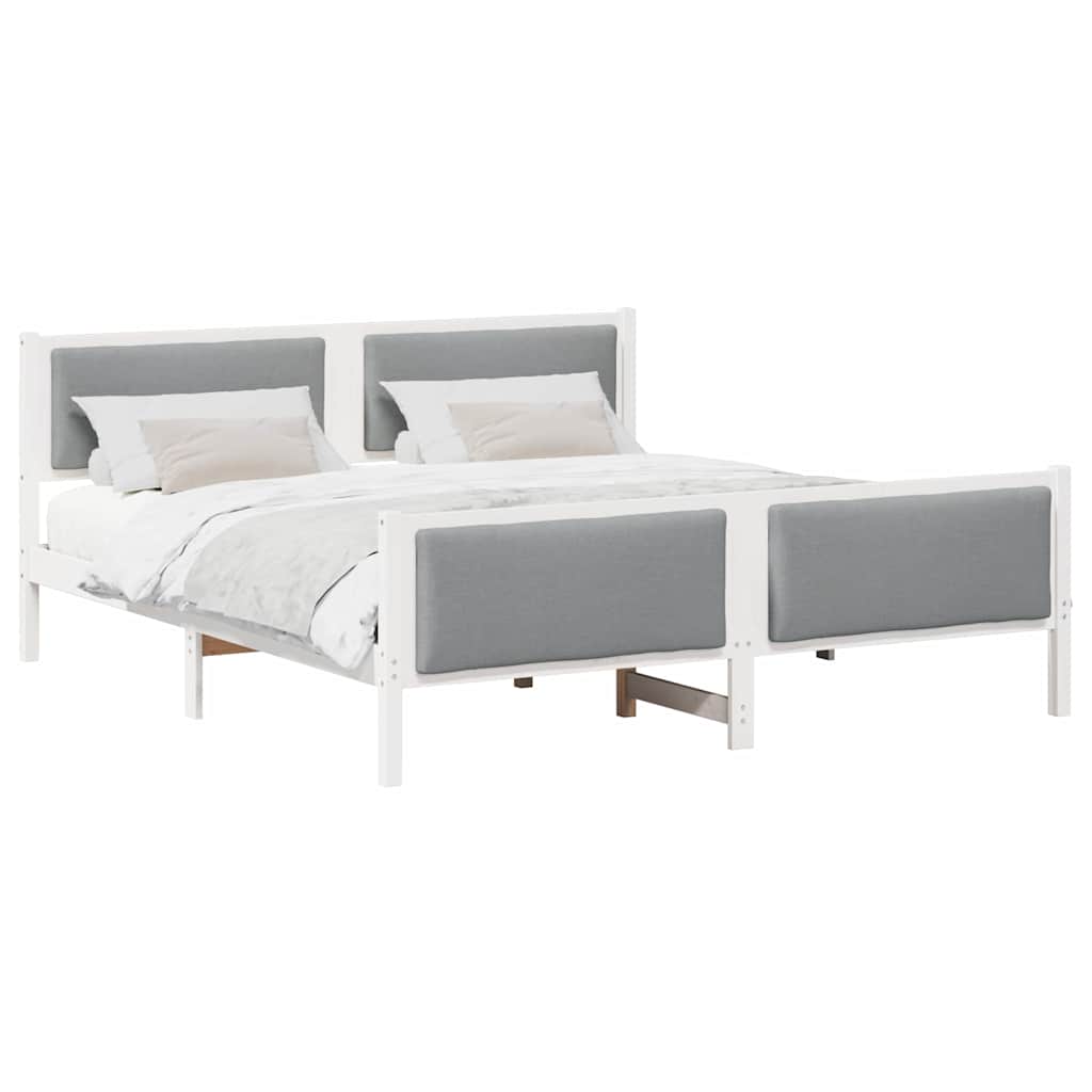 Cadre de lit avec tête de lit Gris clair 200 x 200 cm tissu - XIOS