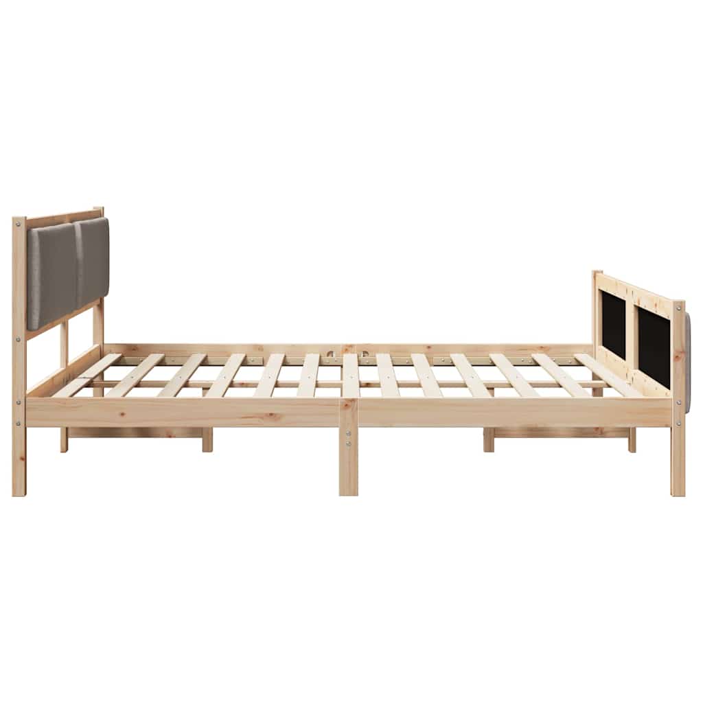 Cadre de lit avec tête de lit Taupe 180 x 200 cm tissu - XIOS