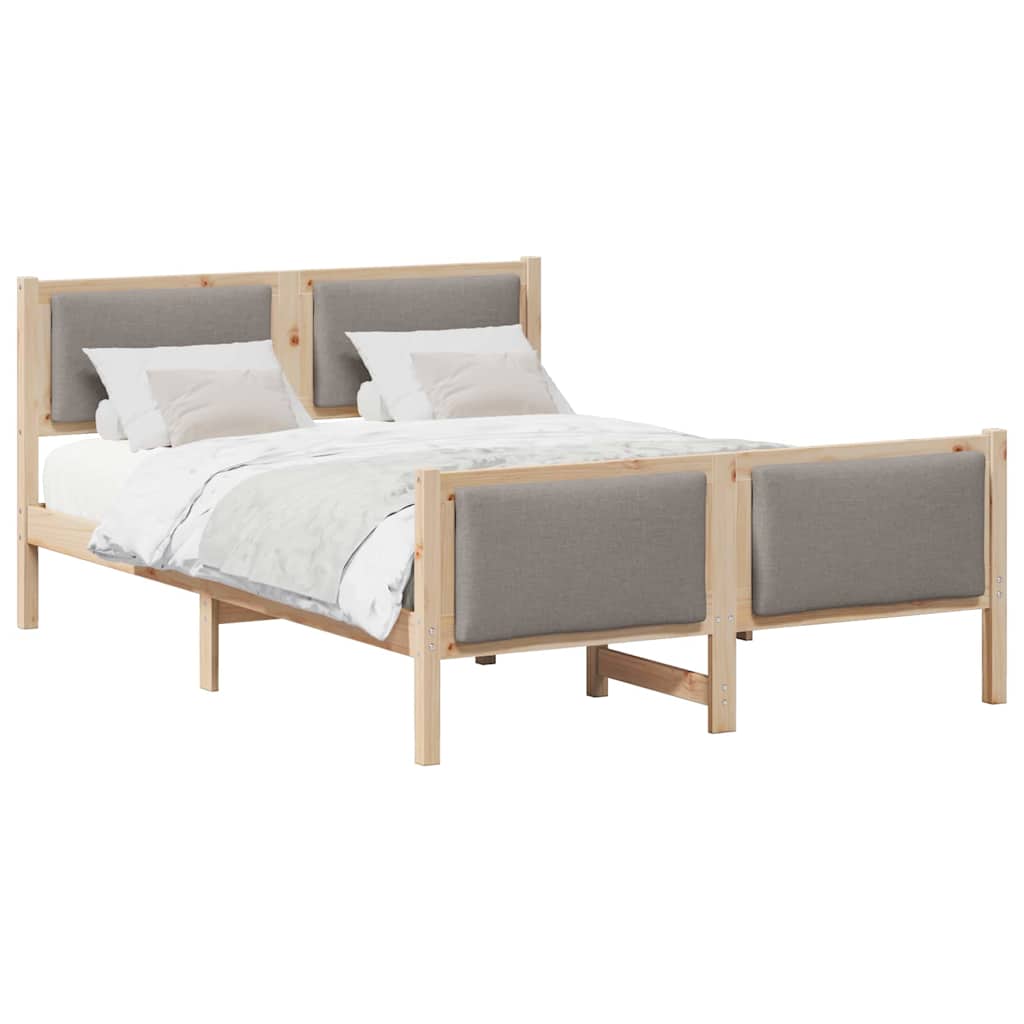 Cadre de lit avec tête de lit Taupe 140 x 200 cm tissu - XIOS