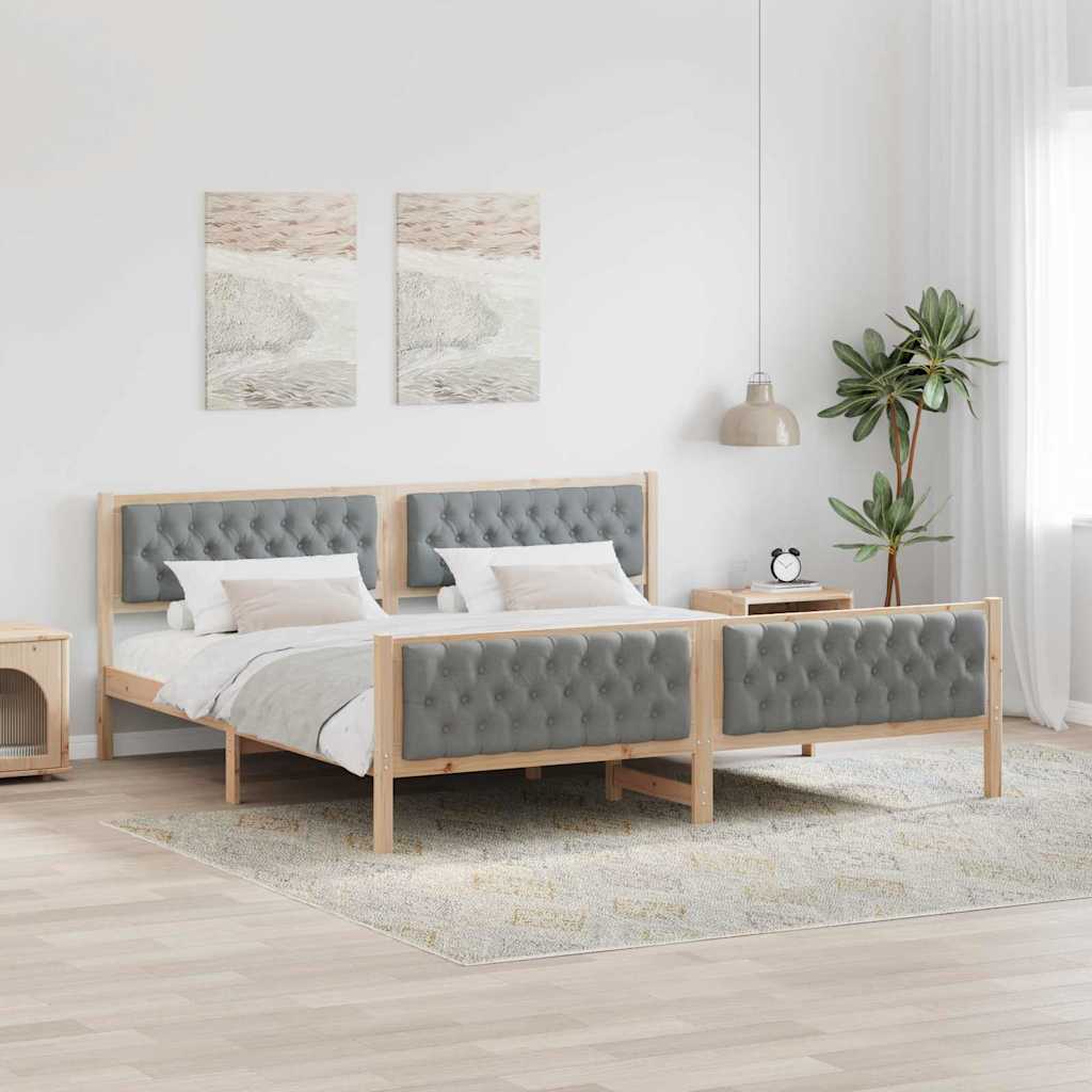 Cadre de lit Gris clair 200 x 200 cm Pin massif - XIOS
