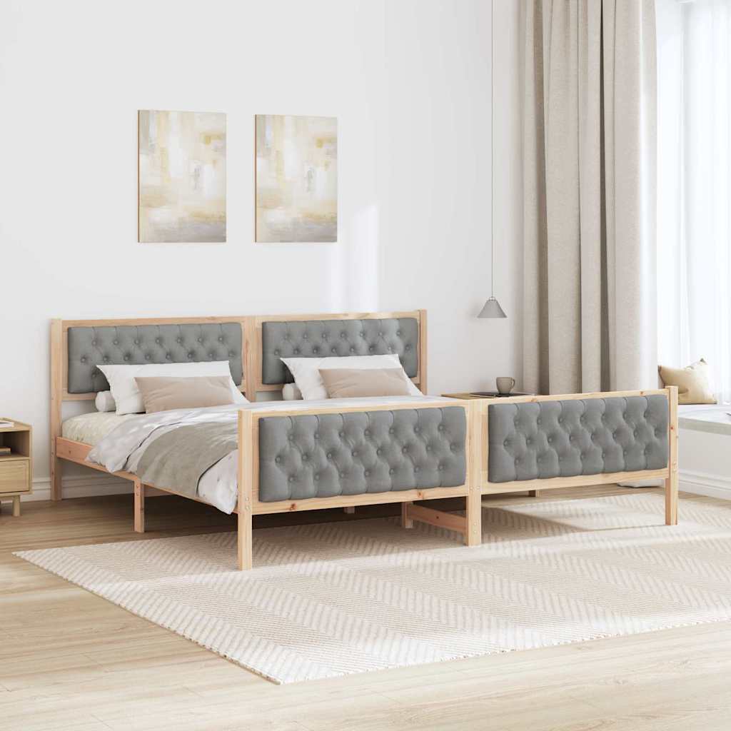 Cadre de lit Gris clair 200 x 200 cm Pin massif - XIOS