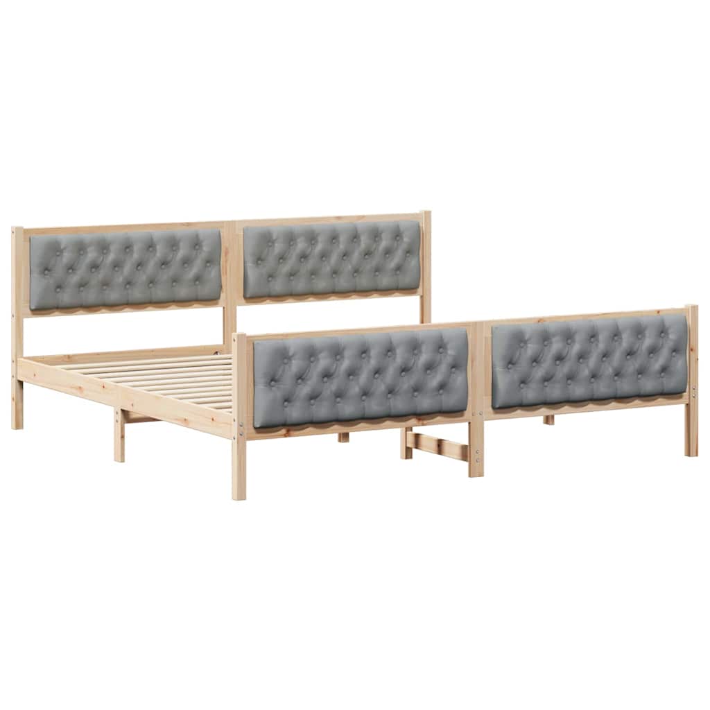 Cadre de lit Gris clair 200 x 200 cm Pin massif - XIOS
