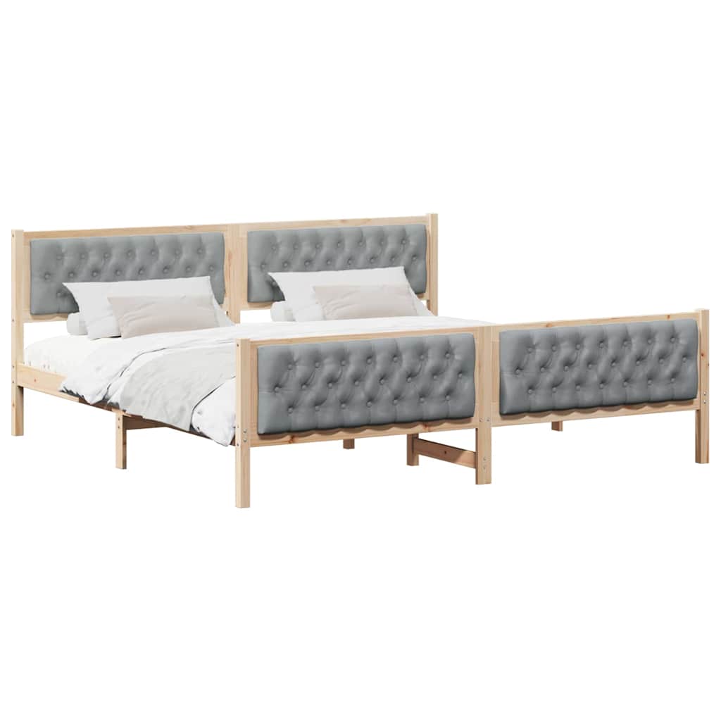 Cadre de lit Gris clair 200 x 200 cm Pin massif - XIOS