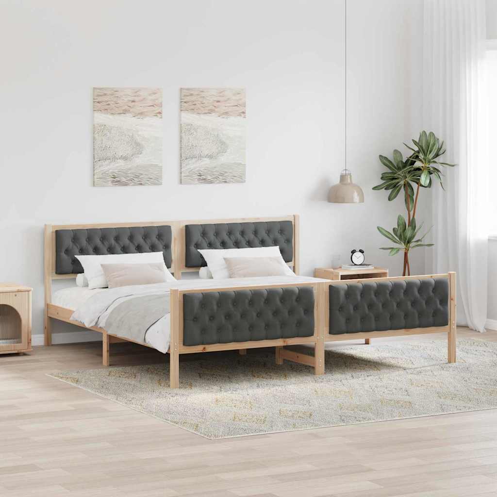 Cadre de lit Gris foncé 200 x 200 cm Pin massif - XIOS