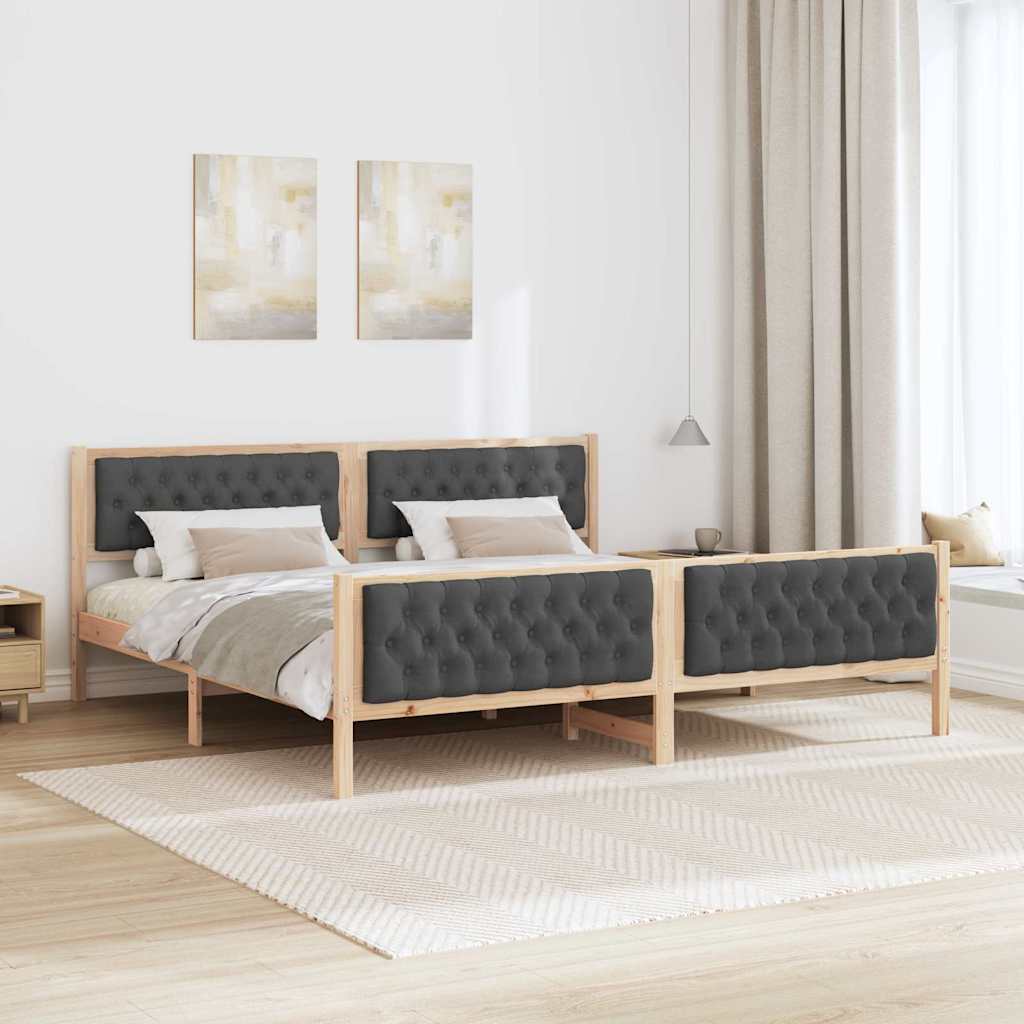 Cadre de lit Gris foncé 200 x 200 cm Pin massif - XIOS