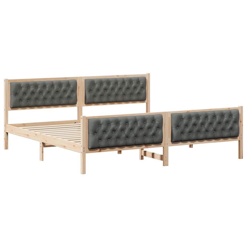 Cadre de lit Gris foncé 200 x 200 cm Pin massif - XIOS