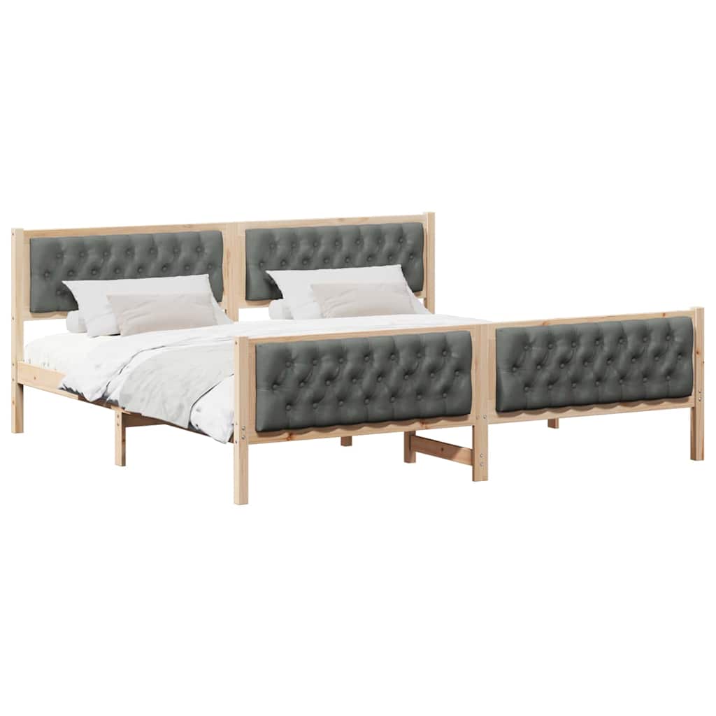 Cadre de lit Gris foncé 200 x 200 cm Pin massif - XIOS