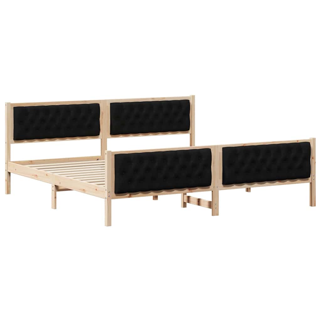 Cadre de lit avec tête de lit Noir 200 x 200 cm Pin massif - XIOS