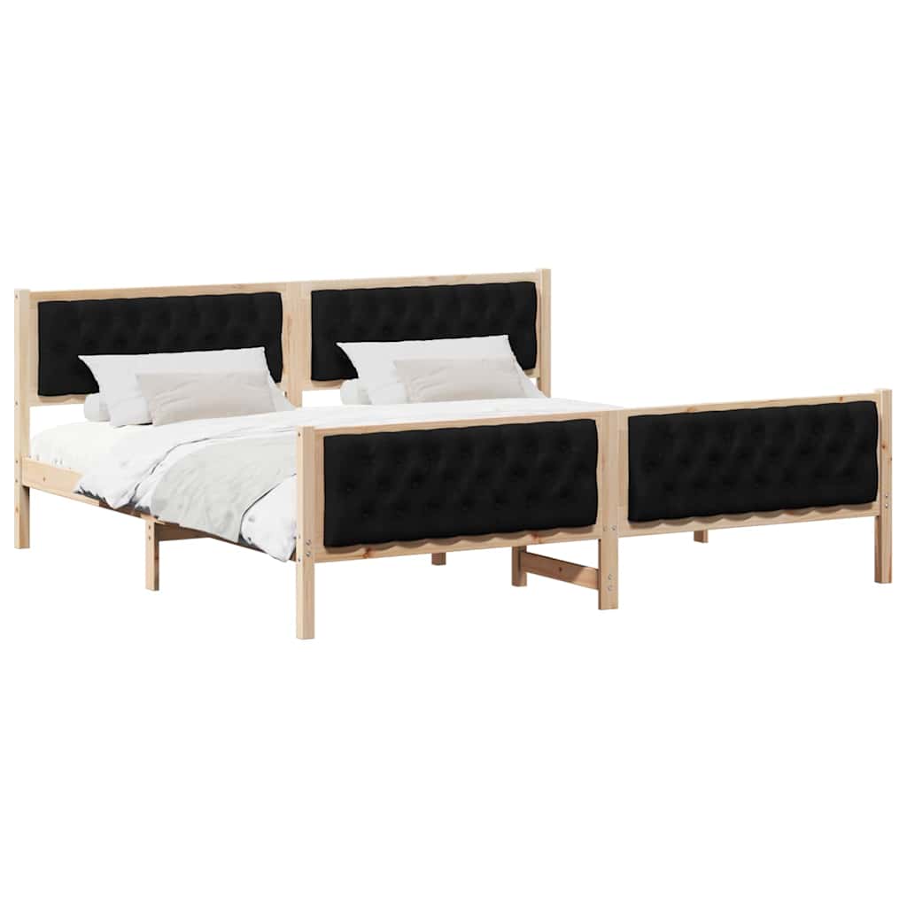 Cadre de lit avec tête de lit Noir 200 x 200 cm Pin massif - XIOS
