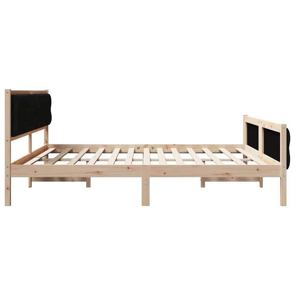Cadre de lit avec tête de lit Noir 200 x 200 cm Pin massif - XIOS