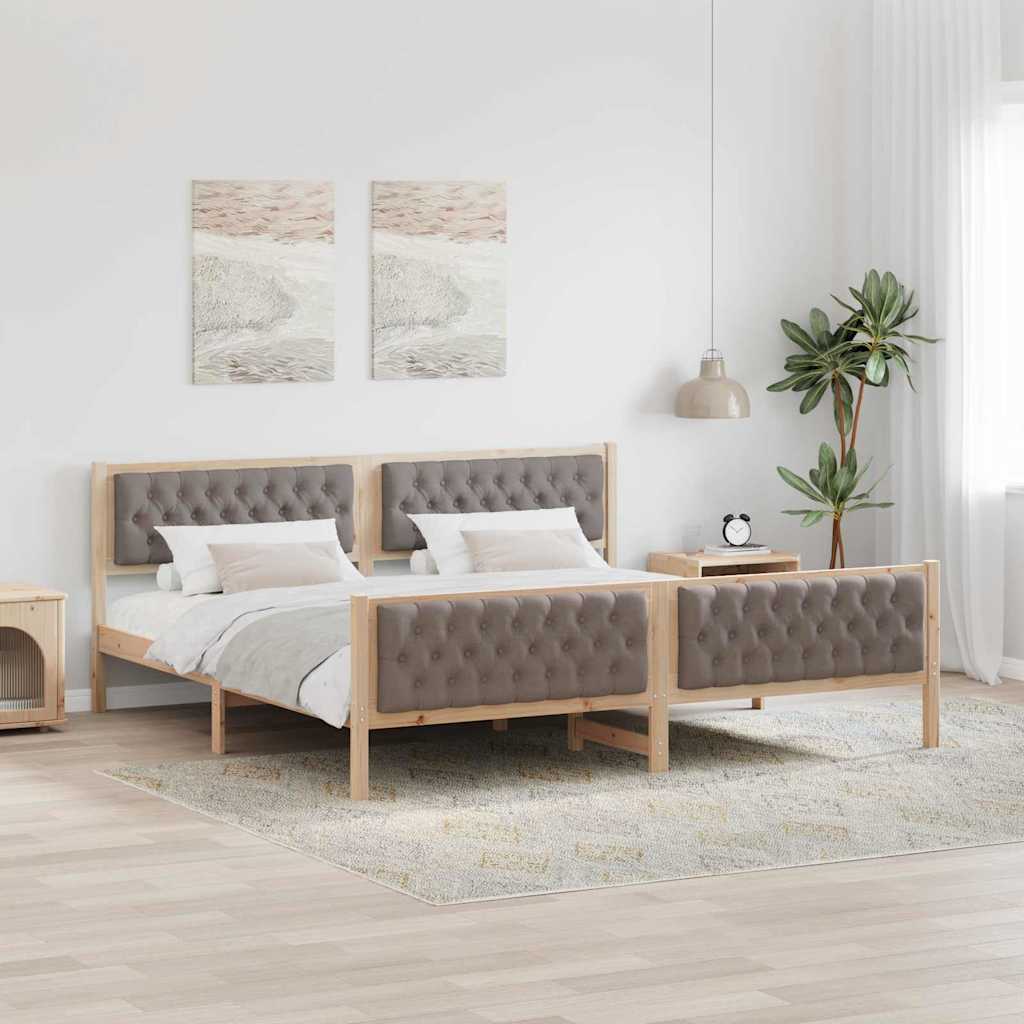 Cadre de lit avec tête de lit Taupe 200 x 200 cm Pin massif - XIOS