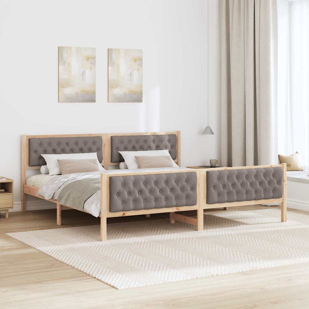 Cadre de lit avec tête de lit Taupe 200 x 200 cm tissu - XIOS